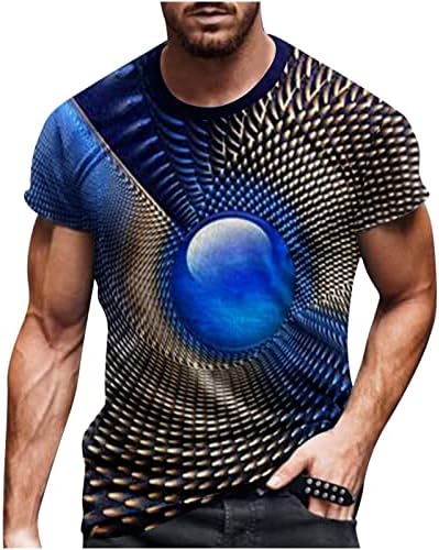 Дизайнерски Ризи за Мъже с 3D Цифрова Линия Печат, който е Кръгъл Отвор, Пуловер с Къс Ръкав, Блуза, Градинска Дрехи, Стръмни и Удобни Капаци