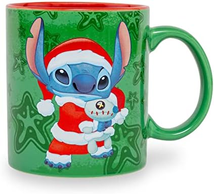 Керамична Чаша Дисни Lilo & Stitch Santa Suit | Кафеена Чаша За еспресо, Кофеин, чай | с Капацитет 20 Грама