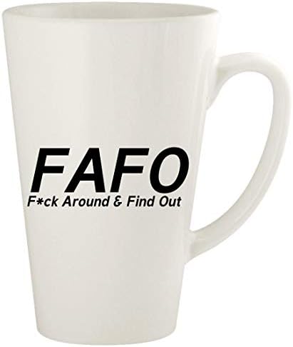 Подаръци Дрънкулки F. A. F. O. Потрахайся И Знай - Керамична Чаша за кафе лате на 17 унции, Бяла