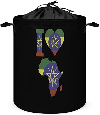 Аз Обичам Флаг Етиопия, Африка Кошница За дрехи На съвсем малък кош За Съхранение на Бельо Голяма Кошница-Органайзер За Играчки