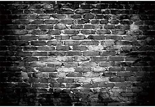 Стара Черната Тухлена Стена Фон За Снимки 5x3 фута Гръндж Мрачен Фон За Снимки с Разбити Тухлена Стена За Момичета