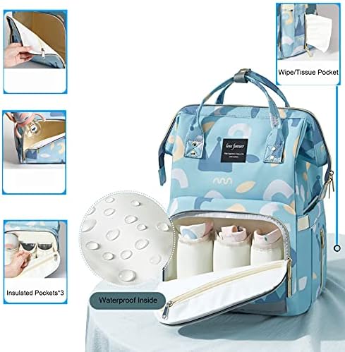 Раница-чанта за майките с USB порт за зареждане, Светоотражающей чанта за пелени и Детска Раница за стоки от първа необходимост за бебета, Синьо, 27x21x42 см (DBB-998)