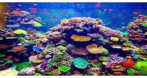 Страхотен фон за аквариум с подводна тематика 24x12 инча, винил фон за аквариум с разноцветни корали и тропически рибки на подводния свят
