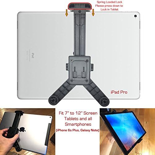 Универсален държач за статив с двойно завъртане на 360° за 7-12-инчови таблети като Apple iPad Pro Air Mini, Galaxy Tab S E A и Surface, с увеличение за фотоапарати HDX, за запис на видео, за Пе