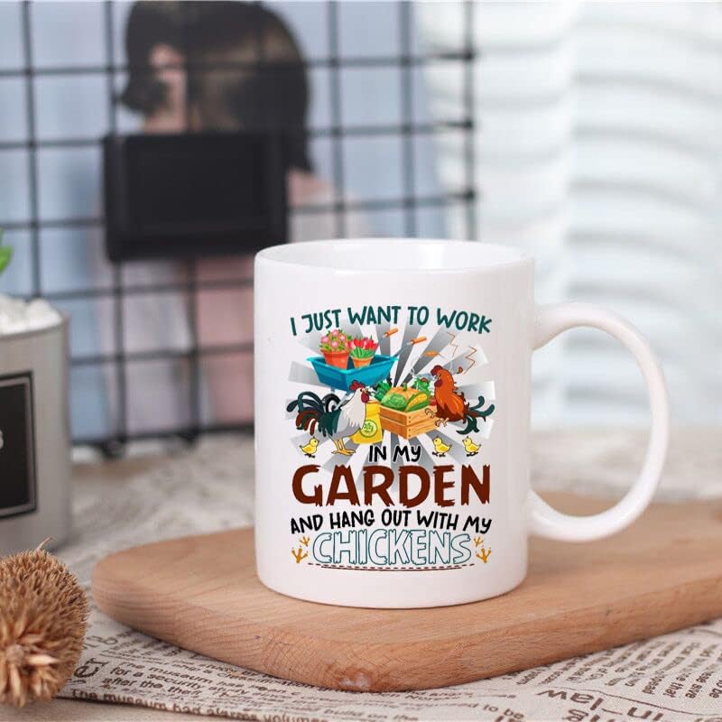 Градински Кафеена чаша за мъже, жени, любители на градинарството и Пиле, аз просто искам да работя в градината