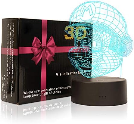 TITISKIN 3D Иллюзионный led нощна светлина В 7 Цвята, Постепенно променящ се Сензорен Прекъсвач, USB Настолна Лампа за Празнични подаръци или украса за дома (Марио)