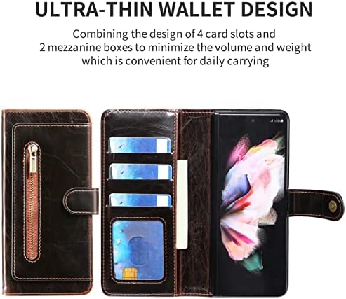 Чанта-портфейл ASHATA за Samsung Z Fold 3 с панти капак, Магнитен Калъф-портфейл от Изкуствена кожа с държач