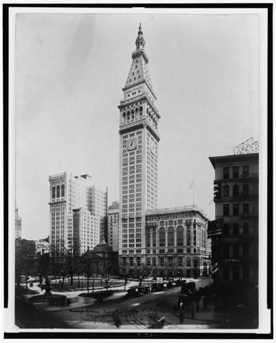 Исторически находки на Снимката: Сградата на Metropolitan Life Insurance,c1913, Часовниковата кула, Ню Йорк,Ню Йорк,Градски пейзаж