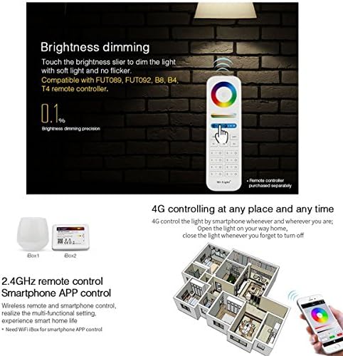 Mi Light 12 W RGB + CCT led лампа Wi-Fi Цвят лампи Оригинален Mi-Light Топъл бял с регулируема яркост дистанционно управление и приложение за Управление на една опаковка (RGBC-12W-NEW)