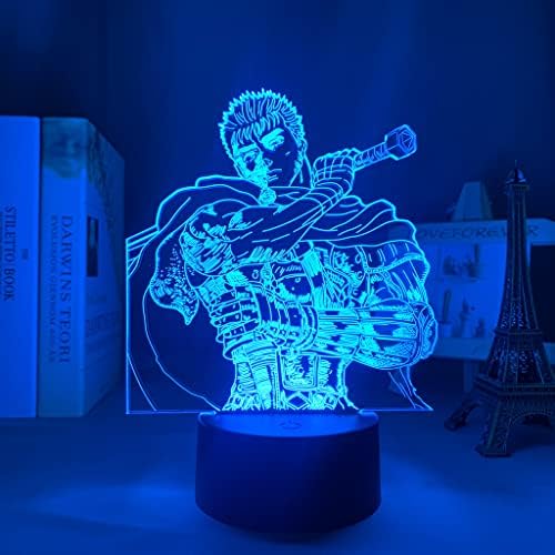 HZHZCC Аниме лека нощ бурна ярост Черво 3D Led Иллюзионный Лампа за Декор за Спалня Осветление Манга Подарък Акрилна Нощна Лампа (16 цвята с дистанционно управление) (8760)