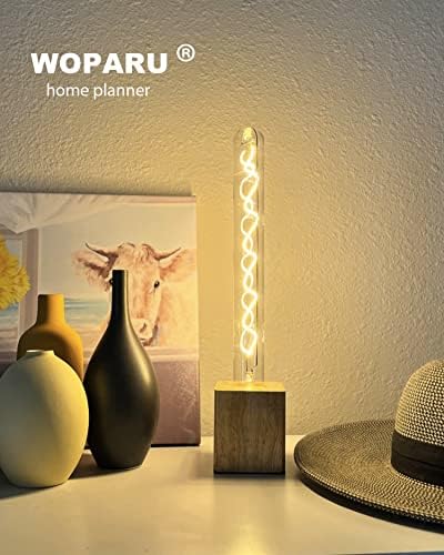 WOPARU Дълга Пробирка Спирала Реколта лампа с нажежаема жичка Едисон, T10/T32 Средно (E26) Стандартна база E27,