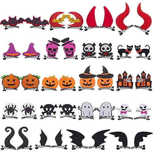 40 Парчета Хелоуин Карикатура Фиби За Коса Тиква Призрак Крило на прилеп, Черна Котка Шапка Вещица Дяволски