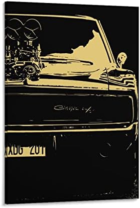 Авто Плакат на Dodge Charger Muscle Roadster Художествена Живопис Модерен Стенен Декор Подарък Платно Картина Стенен Художествен Плакат за Спалня Декор Хол 24x36 инча (60x90 см) В ст?
