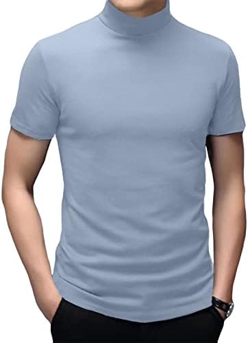 Hrbtens / Мъжки Основни Блузи с Къс ръкав, Удобни Ежедневни Обикновена Дебнещ Стрейчевые Тениска, Пуловер с висока воротом, Тениска, Риза