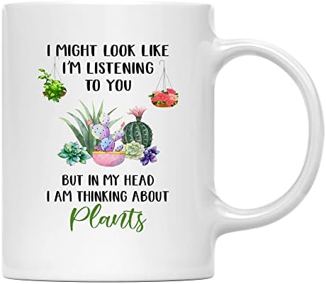 Кафеена чаша за ръчно изработени FWU АЗ мисля за растенията - най-Добрите подаръци За Любительницы растения, мама-растения, Лейди-растения за Ден На майката, Ден на ба