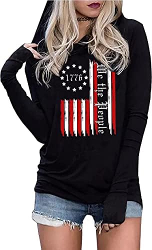 LYEYIAO, Модни Hoody с Флага на сащ, Женска Тениска с Графично изображение на Знамето на САЩ, на 4 юли, Патриотическая Hoody с Дълъг Ръкав, Пуловери, Блузи
