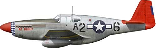 Стикер за стена с изображение на самолета Aircorps Art P-51C Mustang Red Tail My Buddy | Подарък за момчетата