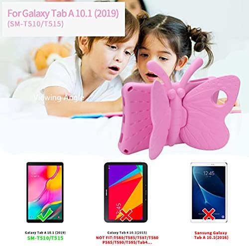 Simicoo Samsung Galaxy Tab A 10.1 2019 калъф SM-T510 T515 3D Сладък калъф-пеперуда за деца Лека EVA Поставка