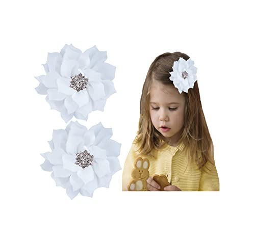 Шнола за коса с бяло цвете За най-малките момичета, шапки за юноши и деца.(FJ26) (Бял)