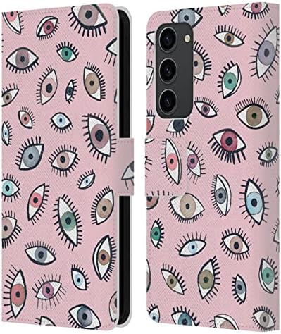 Дизайн на своята практика за главата Официално Лицензиран Ninola Eyes Pink Patterns 4 Кожен Калъф-Книжка-джобен