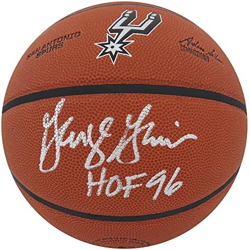 Джордж Гервин подписа на Уилсън с логото на Сан Антонио Спърс в баскетбола НБА w/HOF'96 - Баскетболни топки