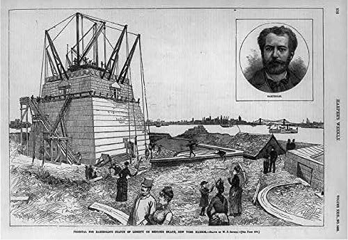 Исторически находки Снимка: Пиедестал на Статуята на Свободата туан ли, джо бартолди, остров Бедло, в Ню Йорк харбър,1885 година
