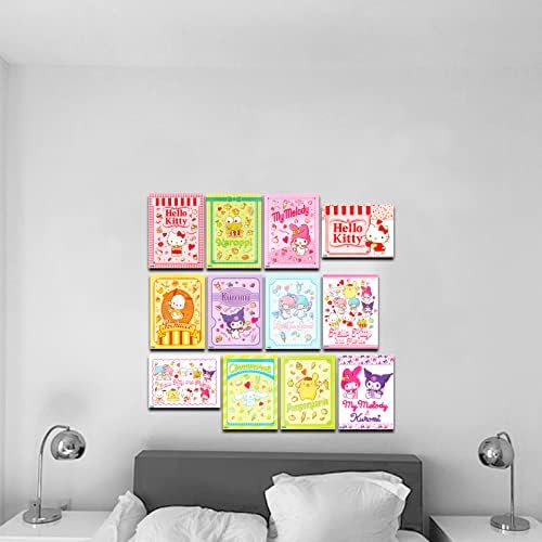 Набор от плакати на Hello Kitty - Комплект за декор на стаята Hello Kitty с 12 монтиран на стената художествени