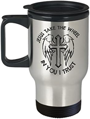 Чаша за пътуване Jesus Take the Wheel - най-Добрата Подарък Кафеена Чаша от Неръждаема Стомана Двойни Стени