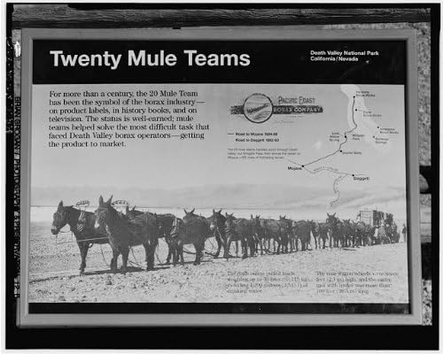 Исторически находки Снимка: Двадесет и микробуси Боракс, теглени от мулами, точката на пресичане на Долината на Смъртта, окръг Инио, Калифорния, Калифорния, 2
