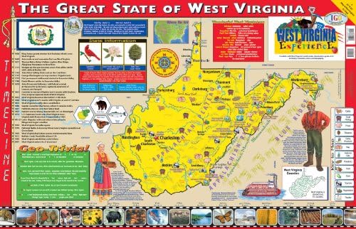 Издателска група Gallopade 22 x 34 инча Плакат на Опита на Западна Вирджиния / Карта на сайта (9780793397877)
