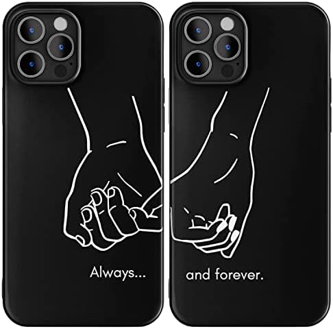Cavka Черни Подходящи калъфи за телефони, Съвместими с iPhone 13 Pro Max - 6,7 см за двойка, Винаги и завинаги,