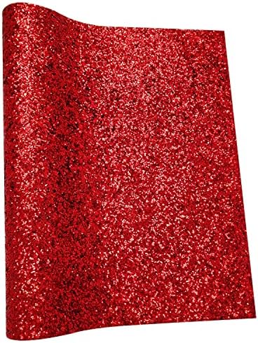 Sunmelyn Коледен червен ролка от изкуствена кожа с масивна блясък, 12x53 инча, лъскава однотонная кърпа за момичетата