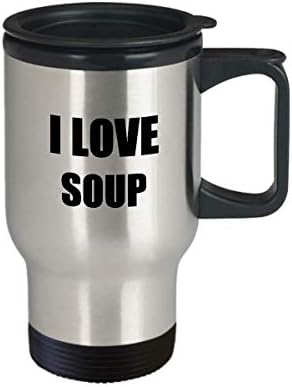 Аз Обичам Супа Пътна Чаша Забавна Идея за Подарък Новост не мога да понасям Кафе, Чай 14 унции От Неръждаема