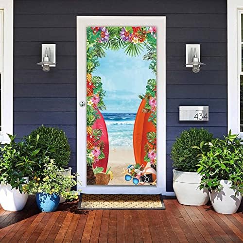 Годишният Тропически Плаж Врата Банер Доставка Плажната Мивка Хавай Сини Морски Цвете Снимка Фон детски Рожден
