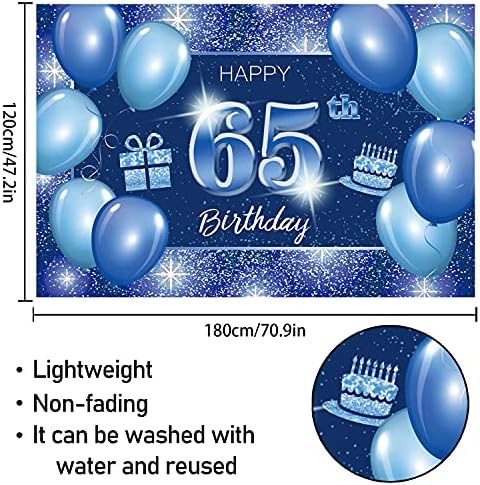 Честит 65–ия Рожден Ден на Фона на Банер Декор В Синята Точка С Пайети 65 Години Тематична Украса за Парти в