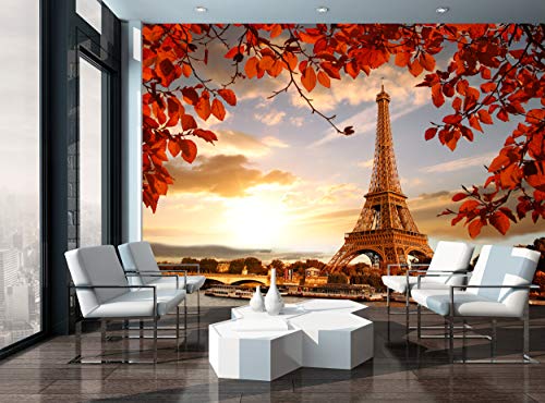 Фотообои –Айфеловата Кула – Стенни Рисувани Есенни Листа Париж Франция Градския пейзаж, Картина за Украса на