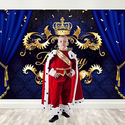 Imirell Кралски Принц Фон за парти по случай рождения Ден на 7Wx5H Метра Синьо Златен Малкият Принц Крал, Короната