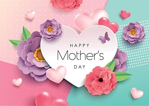 SJOLOON Фонове за Деня на Майката, Фон за Снимки във формата на Сърце, Лилави и Розови Цветове, Фон за Снимки,