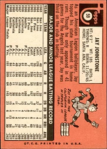 1969 Topps 59 Джей Джонстън Ангелите Лос Анджелис (Бейзболна картичка) NM Angels
