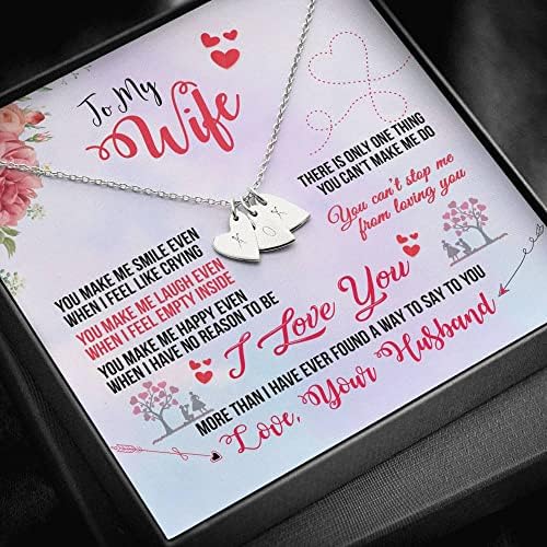 подарък за жена от съпруга си Колие с милейшими сърца с пощенска картичка-послание на розов цвят, Подарък за