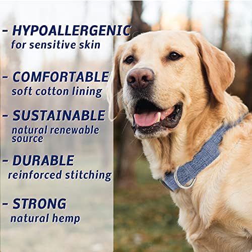 Нашийник за кучета Пухкави приятели от синята коноп. Хипоалергичен яка Отличен за чувствителна кожа или алергии, не съдържа агресивни бои или химикали. 5 Размери: X-S