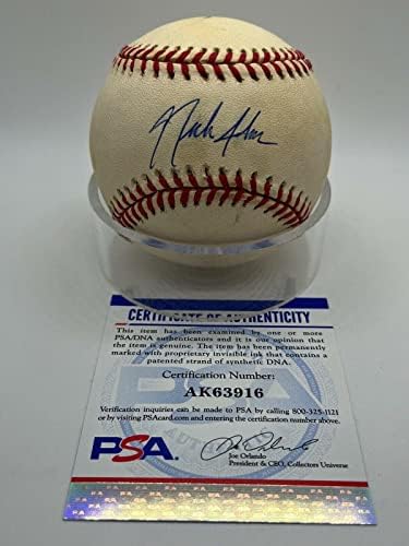 Ник Джонсън йорк Янкис Изложения Nationals Подписа Автограф на Официалния Бейзболен PSA ДНК - Бейзболни топки С Автографи