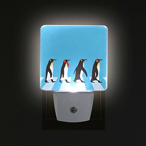Naanle Комплект от 2 Забавни Анимационни Пингвини, Които вървят По Тротоара, Автоматичен Сензор, Led Лампа от