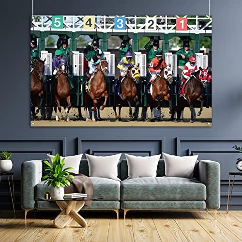 На фона фотобудки в стила на дерби в Кентъки, жокейские конни надбягвания в Чърчил Даунс, тематичен фон за снимки по време на парти, монтиране на украса (5 × 7 метра)