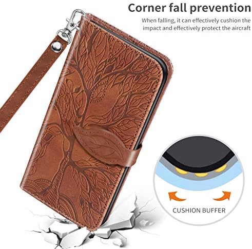 Gopirus е Съвместим с Samsung Galaxy Note 8 Чанта-портфейл, чанта за Носене-за награда от изкуствена кожа с релефно под формата на Дърво, Флип калъф-книжка с Притежателите на кар?