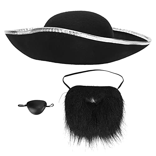 Комплект костюм на пират, шапка, фалшиви мустаци, превръзка на очите, комплект аксесоари за костюм, вечерни