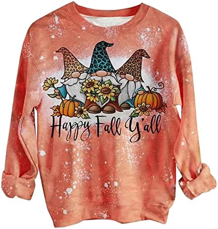 Дамски Тениски с дълъг Ръкав, Блузи с равен брой гласове-боя за Хелоуин, Сладки Графични Блузи, Ежедневни Пуловер