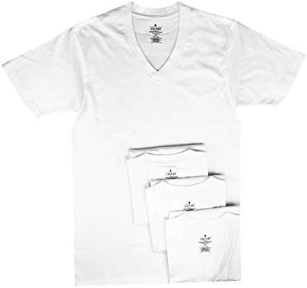 Мъжка риза Stafford's Tall/Extra Tall от Плътен памук с V-образно деколте, Бяла, Къс ръкав, 4 опаковки