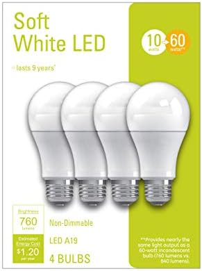 Led лампи GE Lighting, Еквалайзер 60 W, Меки Бели, Стандартни лампи A19, Средна База (4 опаковки)