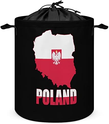 Карта Полша Флаг Голяма Кошница За Дрехи На Съвсем Малък Водоустойчив Кошница За Дрехи, Сгъваема Кошница За